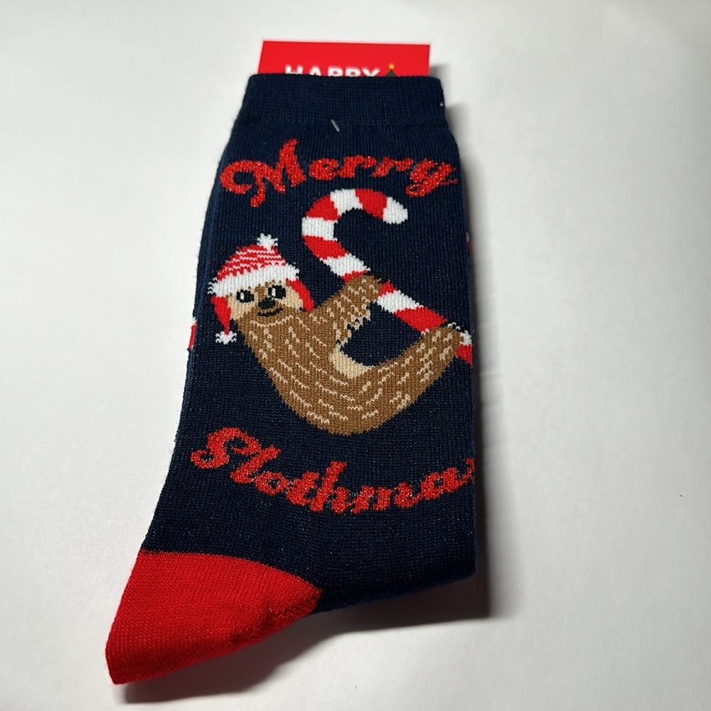 Happy Christmas Merry Slothmas Crew Socks - #228 / Any 3 Pair $15